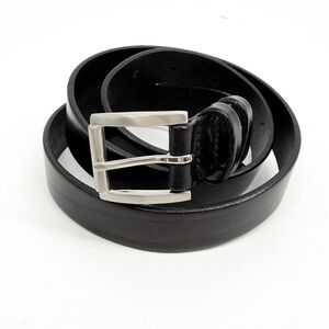 Banana Republic Black Leather Belt with Silver Buckle, Size Medium